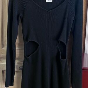 Abercrombie & Fitch Elegant Black Cut-Out Long Sleeve Dress
